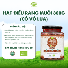 Điều rang muối hữu cơ có vỏ 200g (Lọ thủy tinh) (lọ)
