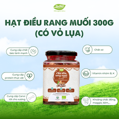 Điều rang muối hữu cơ có vỏ 200g (Lọ thủy tinh) (lọ)