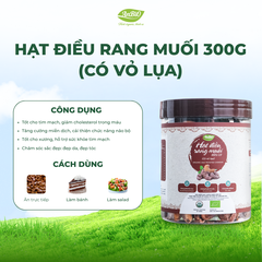 Hạt điều rang muối hữu cơ - Có vỏ lụa 300gr