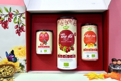 Hộp quà Táo đỏ đại + kỷ tử + hoa cúc hữu cơ (hộp đỏ) (Set)