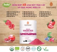 Hỗn hợp 12 loại bột trái cây và quả mọng hữu cơ 100g Rawganiq (VIVACIOUS REDS)