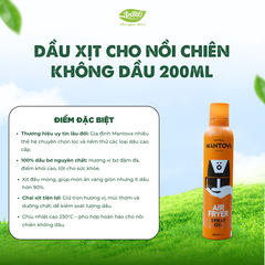 Mantova Dầu xịt cho nồi chiên không dầu 200ml - 230C