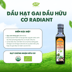 Dầu hạt gai dầu hữu cơ ép lạnh Radiant 250ml (Chai)