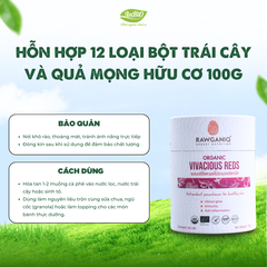 Hỗn hợp 12 loại bột trái cây và quả mọng hữu cơ 100g Rawganiq (VIVACIOUS REDS)