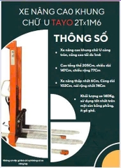 Xe nâng cao thuỷ lực TAYO Khung U 2T 1M6