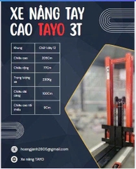 Xe nâng cao thuỷ lực TAYO 3T 1M6