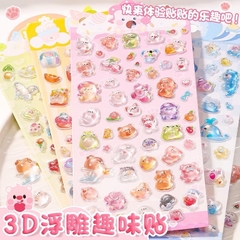 [Bông bán len] Bộ miếng dán 3D trang trí dễ thương trong suốt lấp lánh