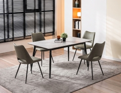 BỘ BÀN ĂN CERAMIC AMELIA 4 CHỖ + GHẾ LUMI
