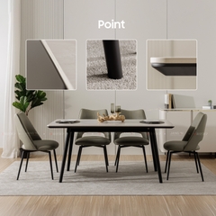 BỘ BÀN ĂN CERAMIC 6 CHỖ AMELIA + GHẾ LUMI