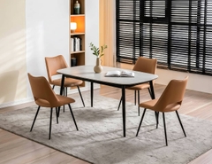 BÀN ĂN CERAMIC AMELIA 4 CHỖ BO GÓC