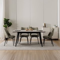 BỘ BÀN ĂN CERAMIC 6 CHỖ AMELIA + GHẾ LUMI