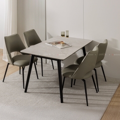 BỘ BÀN ĂN CERAMIC 6 CHỖ AMELIA + GHẾ LUMI