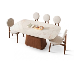 BỘ BÀN ĂN ĐÁ CERAMIC 6 CHỖ EDEN MẶT B
