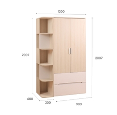 TỦ ÁO 2 CÁNH NEXORA+ KỆ + 2 HỘC