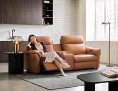 SOFA DA VIENNA 3 CHỖ TOBACCO+ BÀN LƯU TRỮ