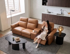 SOFA DA THƯ GIÃN VIENNA 4 CHỖ TOBACCO + BÀN LƯU TRỮ