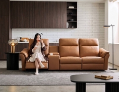 SOFA DA THƯ GIÃN VIENNA 4 CHỖ TOBACCO + BÀN LƯU TRỮ