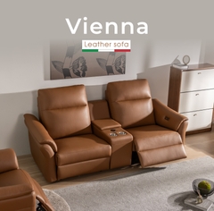SOFA DA VIENNA 3 CHỖ TOBACCO+ BÀN LƯU TRỮ