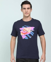 Áo Thun NK Men Printed Round Neck Pure Cotton Blue T-Shirt