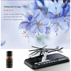 Bảng số điện thoại kèm nước hoa năng lượng mặt trời hình máy bay trực thăng gắn taplo ô tô