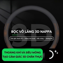 bọc vô lăng nappa trơn đen 38