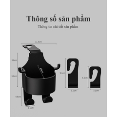 Giá Đỡ Cốc Nước Gắn Ghế Ngồi 0to Bằng ABS Có Móc Treo Đồ Và Giá Đỡ Treo Sau Xe Tiện Dụng- hàng đẹp