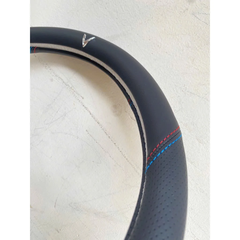 Bọc vô lăng nappa trơn Dcut 36 đen chỉ đỏ/ xanh