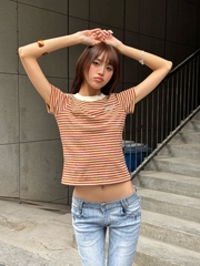 [NEW ARRIVAL] Áo Thun Baby Tee Cotton Sọc Thêu Logo INSOMNIA  - TS081