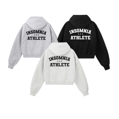 Áo Hoodie Zip 2 Da Form Boxy INSOMNIA Thêu Đắp Chữ Athlete - HD011