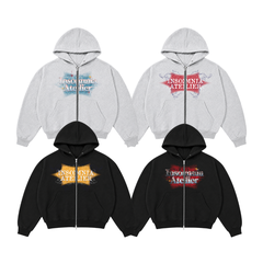 [NEW ARRIVAL]  Áo Khoác Hoodie Zip Nỉ Cua 420GSM In INSOMNIA Khóa Kéo Kim Loại Form Boxy Cánh Dơi Unisex - HD018