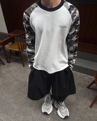 [NEW ARRIVAL] Áo Thun Tay Dài Raglan Camo Cotton Waffle Form Boxy Unisex - TS082