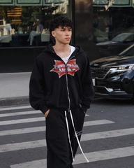 [NEW ARRIVAL]  Áo Khoác Hoodie Zip Nỉ Cua 420GSM In INSOMNIA Khóa Kéo Kim Loại Form Boxy Cánh Dơi Unisex - HD018