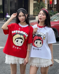 [NEW ARRIVAL] Áo Thun Boxy Phối Cổ Lucky Girl INSOMNIA CLUB 250Gsm Cotton - TS068