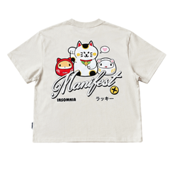 [NEW ARRIVAL] Áo Thun Boxy In Phồng Lucky Cat Manifest INSOMNIA CLUB 250Gsm Cotton - TS067