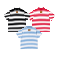 Áo Polo Boxy Stripes INSOMNIA Cotton Đính Tag Da - TS055
