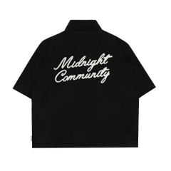 Áo Sơ Mi Boxy Midnight Thêu Len INSOMNIA Kaki Cotton Unisex - TS040