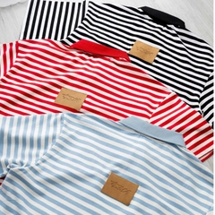Áo Polo Boxy Stripes INSOMNIA Cotton Đính Tag Da - TS055