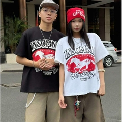 [NEW ARRIVAL] Áo Thun Boxy Mustang Edition Họa Tiết INSOMNIA Đính Cườm Thủ Công 250Gsm Cotton - TS062