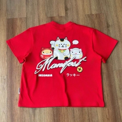 [NEW ARRIVAL] Áo Thun Boxy In Phồng Lucky Cat Manifest INSOMNIA CLUB 250Gsm Cotton - TS067