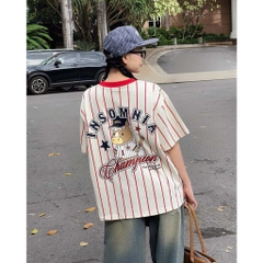 [NEW ARRIVAL] Áo Thun Boxy Cotton Sọc Bóng Chày 