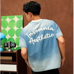 [NEW ARRIVAL] Áo Thun Boxy Denim Wash Thêu Len INSOMNIA Aesthetic - TS072