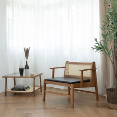 Sofa Đơn Gỗ Cao Su TAKAYAMA Màu Nâu W79xD75.5xH73.5Cm