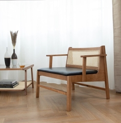 Sofa Đơn Gỗ Cao Su TAKAYAMA Màu Nâu W79xD75.5xH73.5Cm