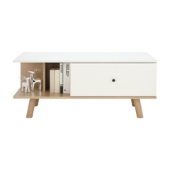 Bàn Cà Phê Gỗ Công Nghiệp MARIA Màu Trắng W80xD50xH42.2Cm