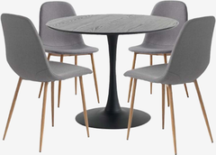 Bộ bàn ăn RINGSTED đen + JONSTRUP xám/sồi