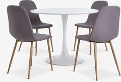 Bộ bàn ăn RINGSTED trắng + JONSTRUP xám/sồi