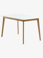 Bộ bàn ăn JEGIND D130 trắng/sồi + KASTRUP trắng