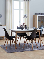 Bộ bàn ăn JEGIND D130 trắng/sồi + KASTRUP đen