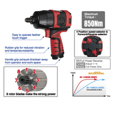 Súng vặn bu lông 1/2" Shinano SI-1490BSR Nhật Bản