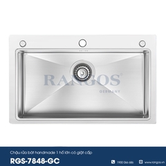 chậu rửa bát Handmade 1 hố lớn có giật cấp RGS-7848B-GC ( tặng kèm bộ hút dầu rửa bát )